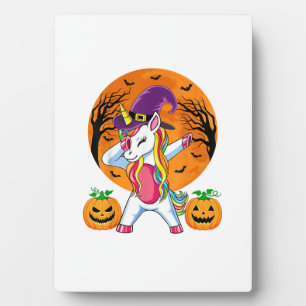 Cute Halloween Shirt Girls Women Witchy Unicorn Ha Plaque