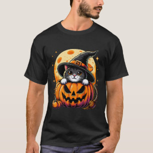 Cute Halloween Shirts For Women Girls Black Cat Ha