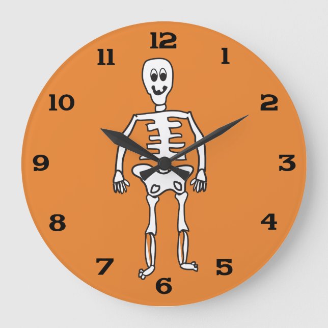 Cute Halloween Skeleton Large Clock (Front)