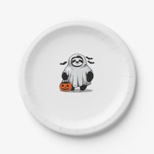 Cute Halloween Sloth T-Shirt Adorable and Spooky D Paper Plate