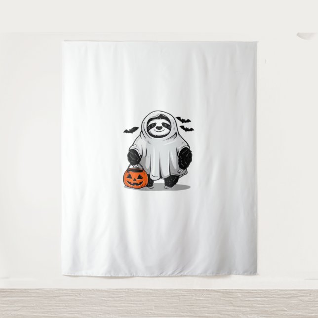 Cute Halloween Sloth T-Shirt Adorable and Spooky D Tapestry (Front)