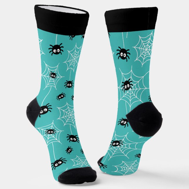 Cute Halloween Spider and Web Socks with Name (Angled)