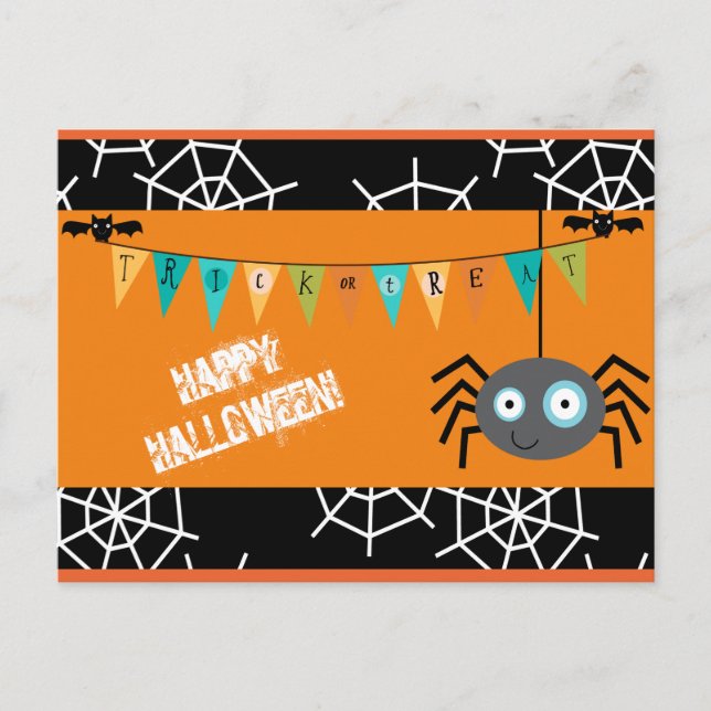 Cute Halloween Spider Postcard (Front)