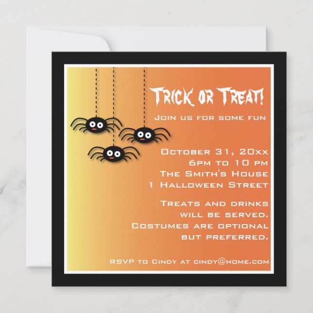 Cute Halloween Spiders Invitation (Front)