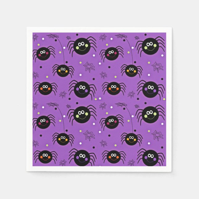 Cute Halloween Spiders Napkin (Front)