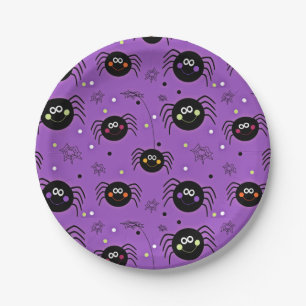Cute Halloween Spiders Paper Plate