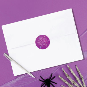 Cute Halloween Spiderweb Purple Classic Round Sticker