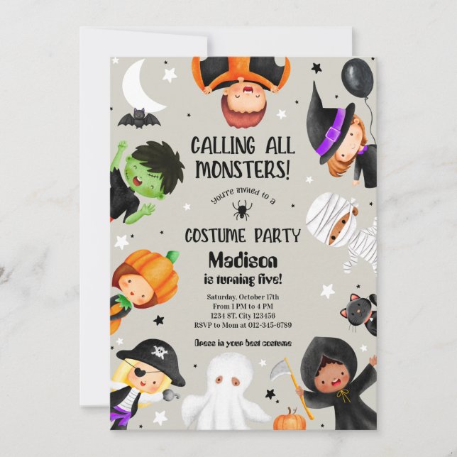 Cute Halloween Spooktacular Costume Birthday Party Invitation (Front)