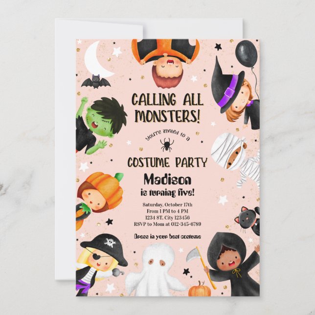 Cute Halloween Spooktacular Costume Birthday Party Invitation (Front)