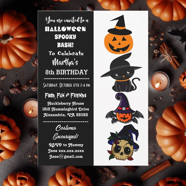 Cute Halloween Spooky Bash Jack Black Cat Birthday Invitation (Cute Halloween Spooky Bash Jack Black Cat Birthday Invitation)