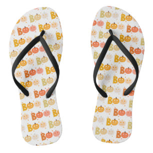 Cute Halloween Spooky Boo Creepy Pumpkin Jandals