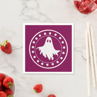 Cute Halloween Spooky Ghost Orange & White Napkin