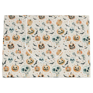 Cute Halloween Spooky Ghost Skull Bat Large Gift Bag