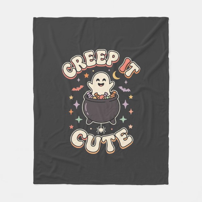 Cute Halloween Spooky Vibes Fleece Blanket (Front)