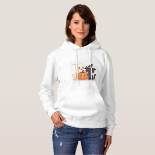 "Cute Halloween Squad   Kawaii Ghost & Pumpkin Hoodie