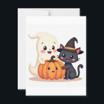 Cute Halloween Squad | Tote Bag Postcard<br><div class="desc">Add a touch of cuteness to Halloween with this adorable kawaii design featuring a smiling ghost, happy pumpkin, and sweet bat! Perfect for kids, teens, and anyone who loves fun and spooky vibes. Ideal for Halloween parties, trick-or-treating, or as a festive gift. High-quality design with transparent background, great on t-shirts,...</div>