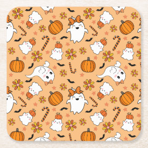 Cute Halloween Square Paper Coaster
