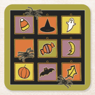 Cute Halloween Square Paper Coaster