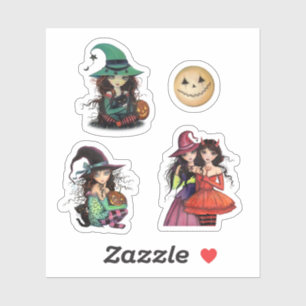 Cute Halloween Stickers Devil Witch Moon Fantasy