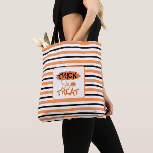 Cute Halloween Stripe Pattern Candy Trick or Treat Tote Bag