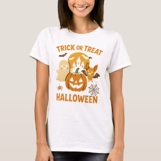 Cute Halloween T-Shirt | Funny Ghost, Pumpkin & Ba