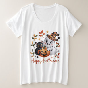 Cute Halloween T-Shirt – Whimsical Embroidery Plus Size T-Shirt