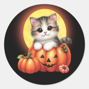 Cute Halloween Tabby Kitten Stickers