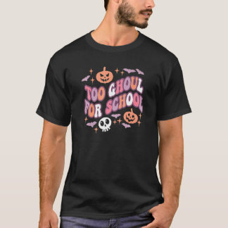 Cute Halloween Teacher School Ghouls Groovy Trick T-Shirt