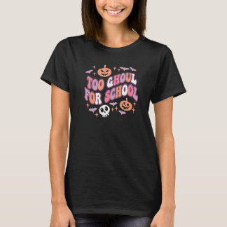 Cute Halloween Teacher School Ghouls Groovy Trick T-Shirt