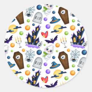 Cute Halloween Theme Classic Round Sticker