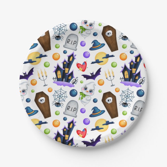 Cute Halloween Theme Paper Plate (Front)