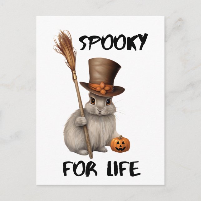 Cute Halloween-Themed Bunny Design Holiday Postcard (Front)
