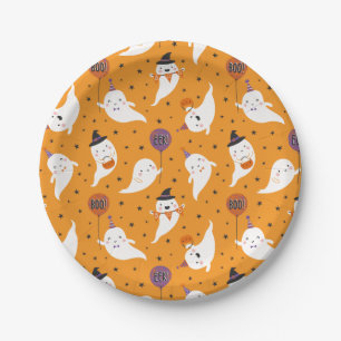 Cute Halloween Trick or Treat Ghosts Paper Plate