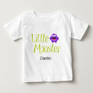 Cute Halloween Trick or Treat Little Monster Name Baby T-Shirt