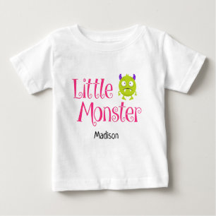 Cute Halloween Trick or Treat Little Monster Name Baby T-Shirt