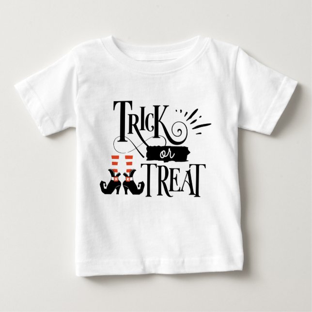 Cute Halloween Trick or Treat Witch Feet Kids Baby T-Shirt (Front)