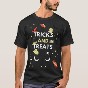 Cute Halloween Tricks and Treats Funny Ghost & Bat T-Shirt