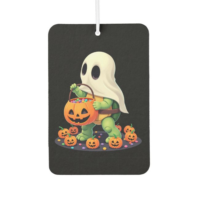Cute Halloween Turtle Ghost with Candy (2) Car Air Freshener (Front)