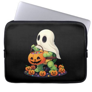 Cute Halloween Turtle Ghost with Candy (2) Laptop Sleeve