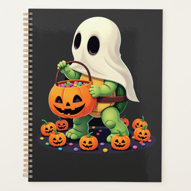 Cute Halloween Turtle Ghost with Candy (2) Planner (Front)