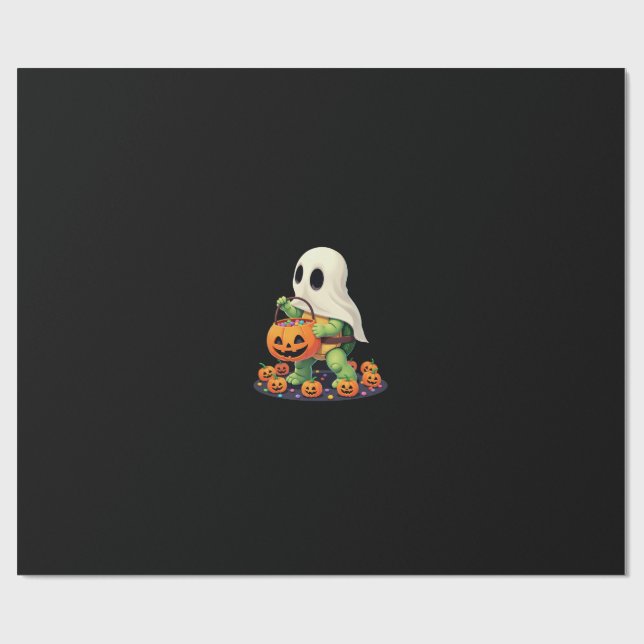 Cute Halloween Turtle Ghost with Candy (2) Wrapping Paper (Flat)