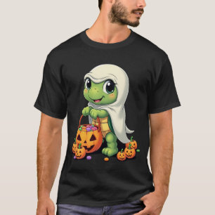 Cute Halloween Turtle Ghost with Candy (4) T-Shirt