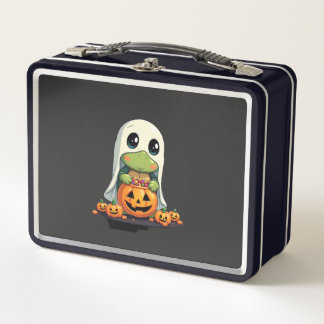 Cute Halloween Turtle Ghost with Candy (5) Metal Lunch Box