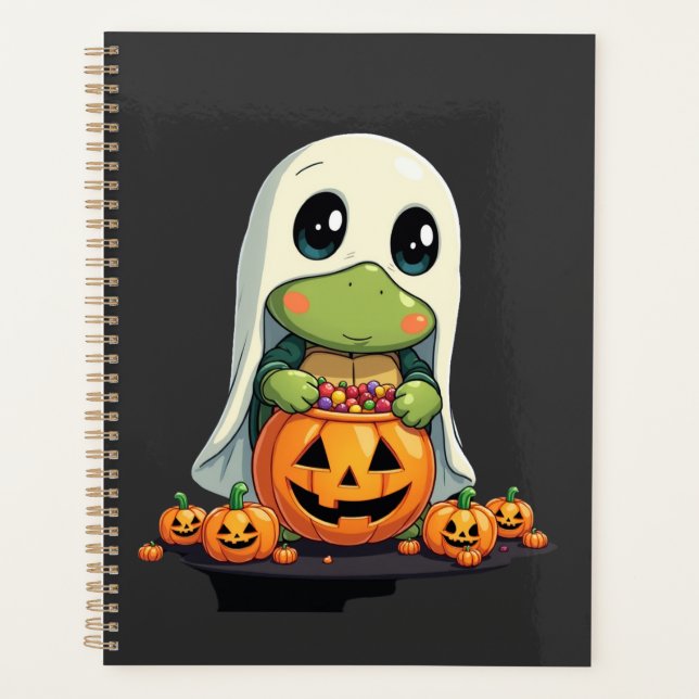 Cute Halloween Turtle Ghost with Candy (5) Planner (Front)