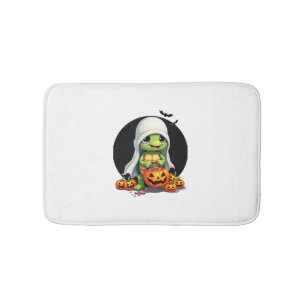 Cute Halloween Turtle Ghost with Candy (7) Bath Mat