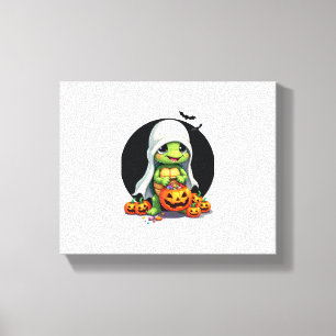Cute Halloween Turtle Ghost with Candy (7) Canvas Print