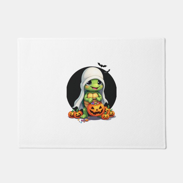 Cute Halloween Turtle Ghost with Candy (7) Doormat (Front)