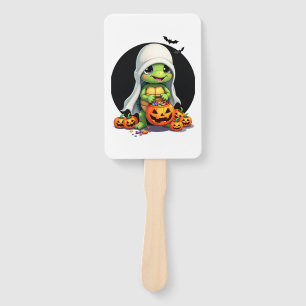 Cute Halloween Turtle Ghost with Candy (7) Hand Fan