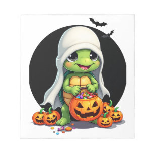 Cute Halloween Turtle Ghost with Candy (7) Notepad