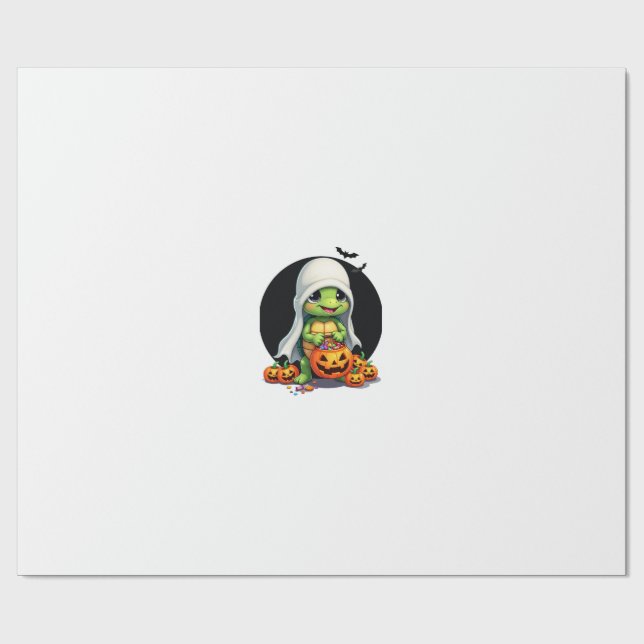 Cute Halloween Turtle Ghost with Candy (7) Wrapping Paper (Flat)